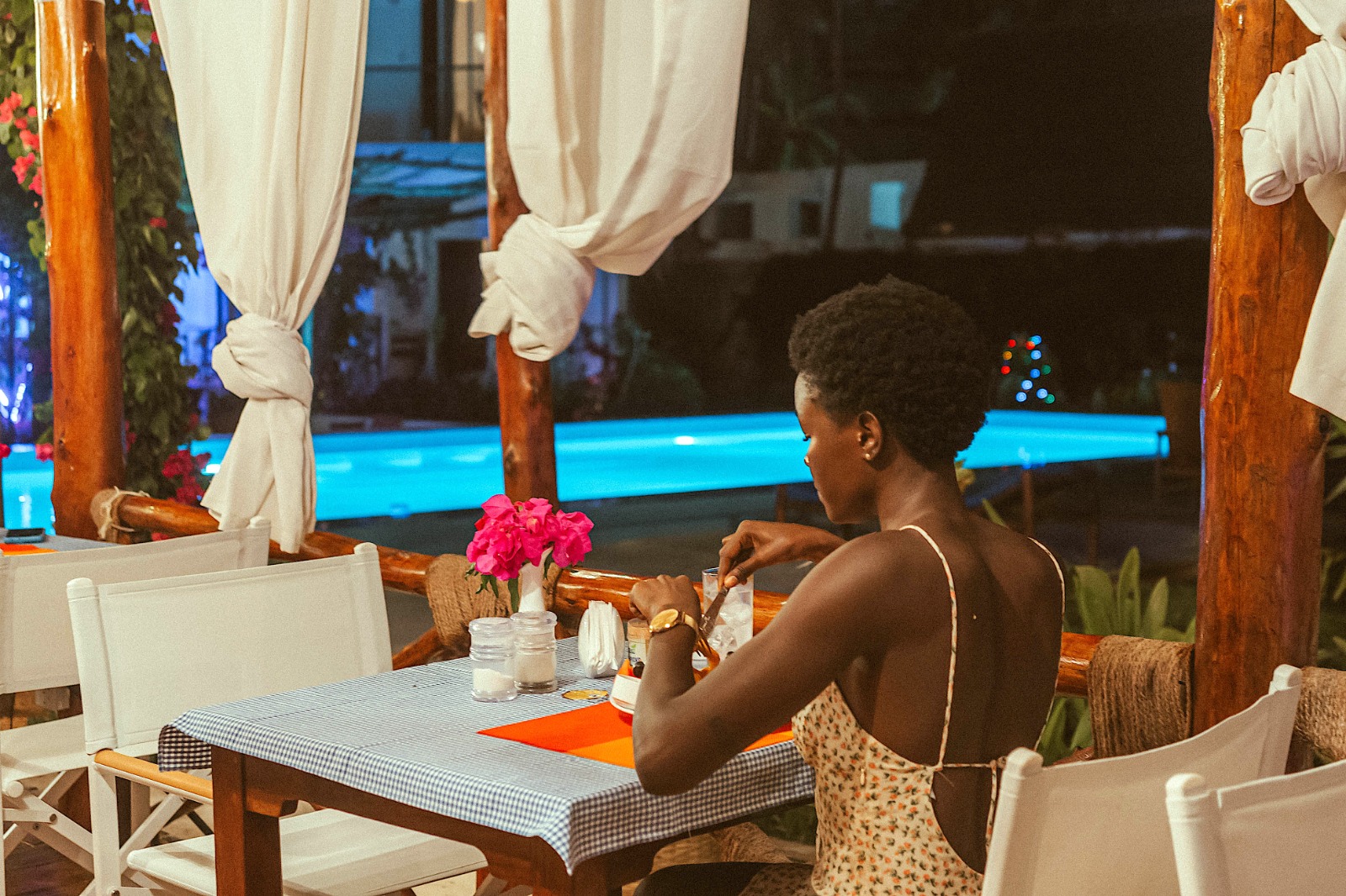 Beachfront dining at La Perla Restaurant Zanzibar